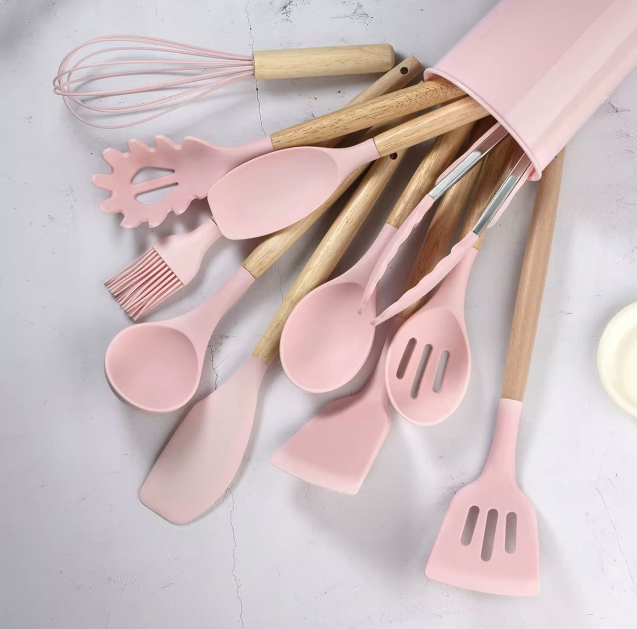 11pcs Wood Kitchen Utensils Silicone Cooking Utensil Set